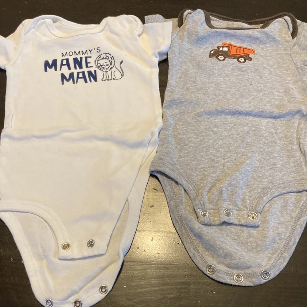 6 month boys bathing suit + 2 onesies